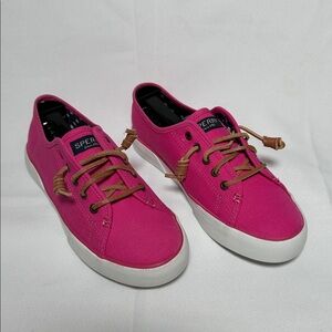 Sperry Top Sider Memory Foam Women's Tennis Boat Shoes Pink Size 7 Leather Laces